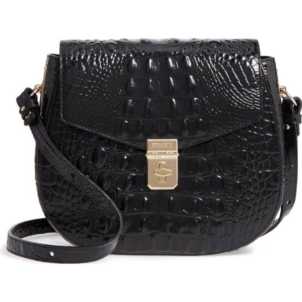 Brahmin black Lizzie crossbody saddle bag
